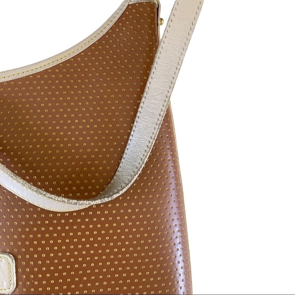 Dooney & Bourke Cabrio Tan Cream Perforated Leather Shoulder Bag - Picture 6 of 10